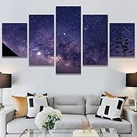 SIGNWIN 5 Panel Canvas Wall Art Modern Art Astronomy & Space Cosmic Decorative Elements Dramatic Multicolor Photography for Home Decorations Ready to Hang - 60