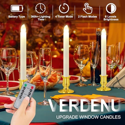 Verdenu 10 Pack Christmas Window Candles With Timer Remote thumb #2