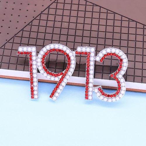 Image of Soror Organization Pearl 1913 DST Brooch Pin for Women Sorority Gift Greek Sorority Brooches for Clothing Bag
