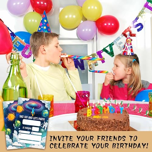 Invitaciones de cumpleaños del espacio exterior para fiestas infantiles con astronautas 4