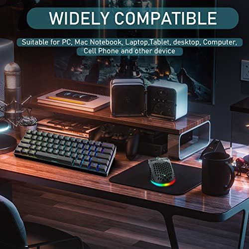 Solakaka Lightweight Wireless Gaming Mouse Bluetooth With Honeycomb Shell, Side Buttons, Rgb Lights, (2.4G/Bt5.0) Ergonomic Optical Rechargeable Computer Mice For Windows Pc/Mac - Black #TOP7