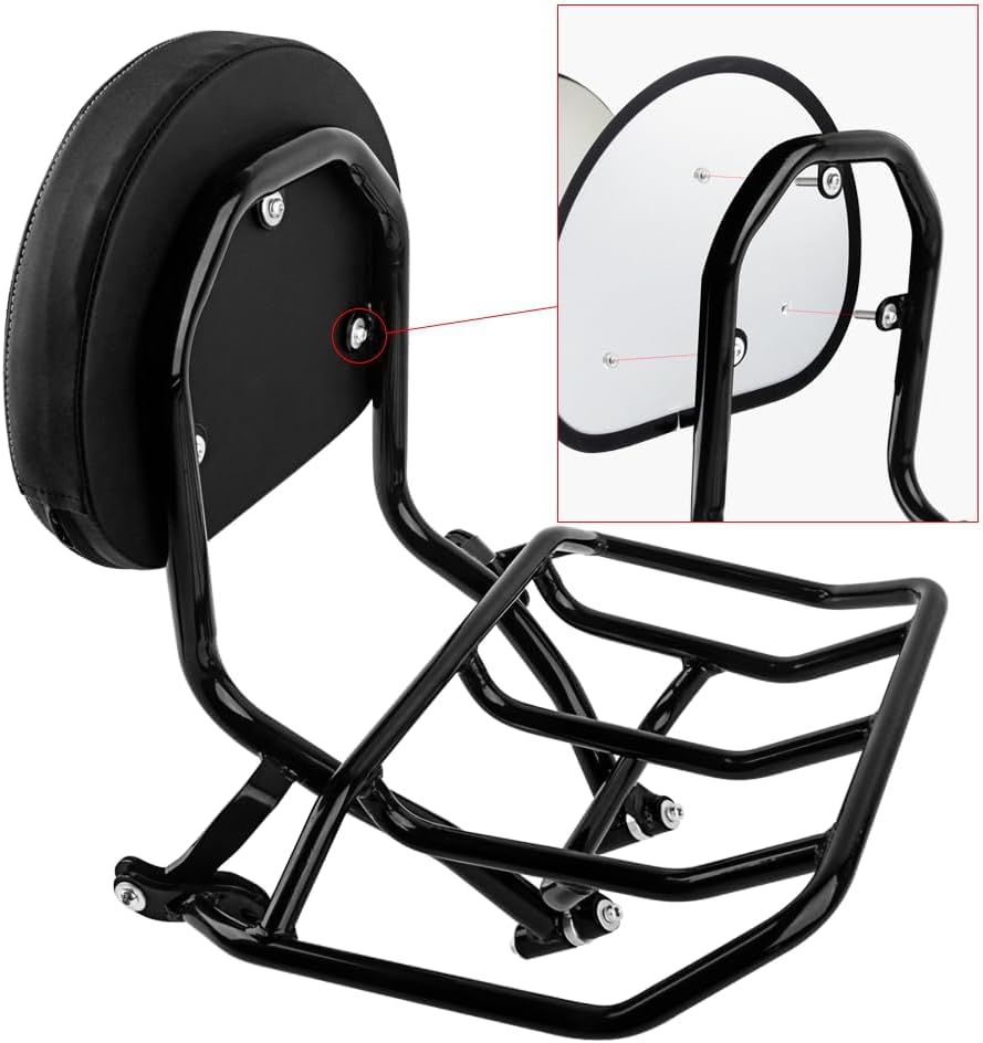 Panical Motorcycle for BMW K1600B Bagger 2018-2026 Passenger Backrest Rear Luggage Rack Kit Accessories Black Leather (Backrest Luggage Rack Set)