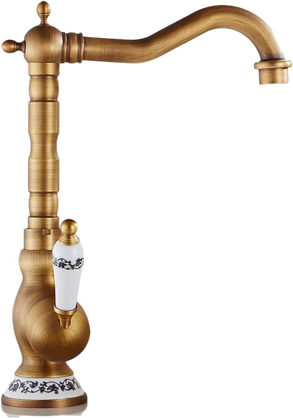 ZYCHSJXA Brushed Copper Kitchen Mixer Tap Double Handle Hot Cold Faucet Vegetable Sink Dishwashing & Basin Swivel for Kitchens