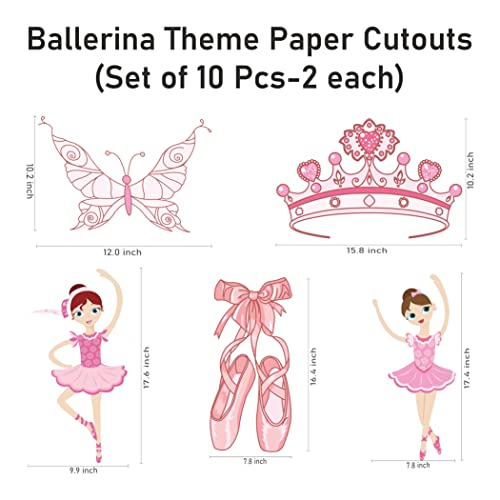 Image of Pretty UR Party Ballerina Theme Paper Cutouts for Birthday Parties, Party Supplies decor, Birthday Party Decoration Cut-Outs - Pink (10 pcs)