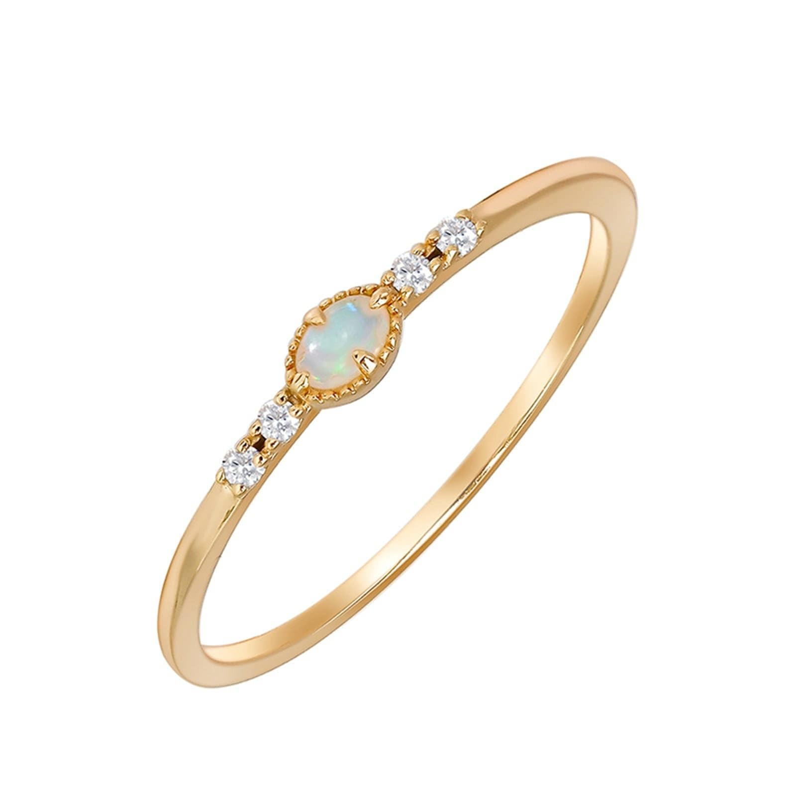 Anello solitario in oro giallo 9 K/14 K/18 K con opale ovale, elegante filigrana