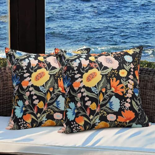 Virexen Floral Outdoor Throw Pillow Covers 18x18 Waterproof Colorful Summer