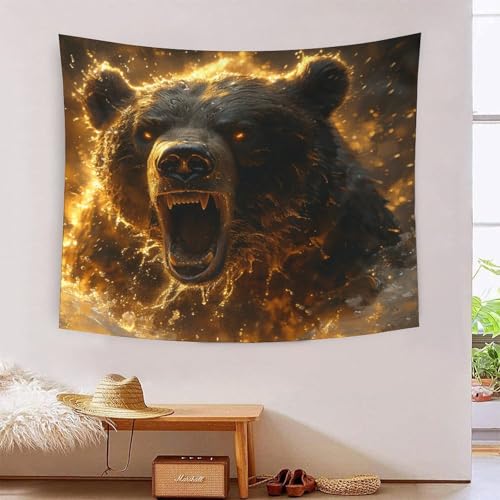 Tapisserie murale ours effet 3D grand tissu décoration 180x230