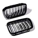 Astra Depot Glossy Black Front Kidney Grille Grill Double Line Dual Slats Compatible for BMW E36 M3 3 Series 97-99