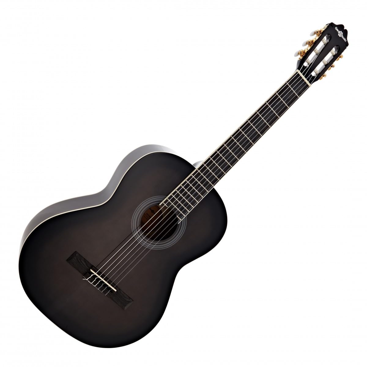 Chitarra classica Deluxe di Gear4music, Trans Nero | Suono Equilibrato e Suonabilità Comoda, Corde di Nylon Morbide per Suonare Facilmente, Scala Standard, Trans Black