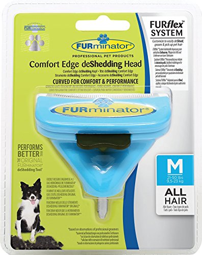 FURminator FURflex, Fellpflegebürste für mittelgroße Hunde, deShedding-Aufsatz zur Entfernung der Unterwolle, Größe M