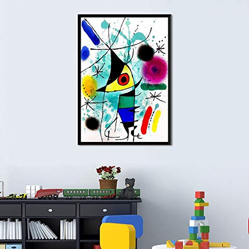 Le Poisson Chantant par Joan Miro Art Abstrait Art Mural Peinture sur Toile Affiche et galerie d'impression Salon Home Decor (60x90cm) 24"X35 sans Cadre Cover