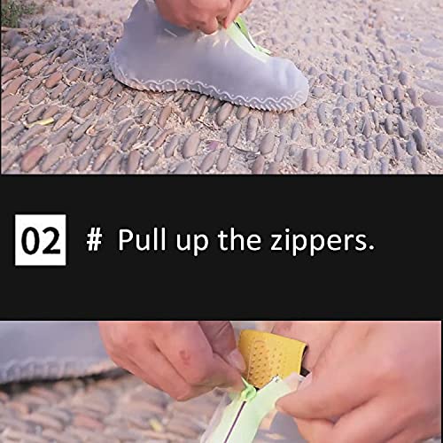 Cubiertas de Zapatos de Goma para Mujer y Hombre, Reutilizables, Impermeables, con Cremalleras, Silicona Antideslizante Blanca, Talla Pequeña miniatura 5