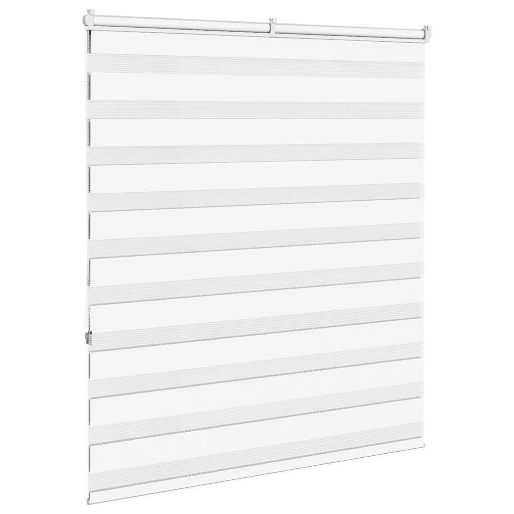 Store Enrouleur Jour Nuit Blanc 125 x 150 cm, Store Zébré en Polyester pour Fenêtre, Montage avec ou sans Perçage, Rideau Tamisant pour Salon et Chambre, Tissu 120,9 cm