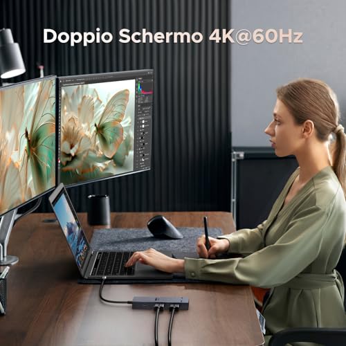 Revodok Pro 207 10Gbps Hub USB C Doppio HDMI 4K 60Hz PD 100W Adattatore Type C 3.2 Docking Station 7 In 1 Dock Compatibile con Surface 10 XPS 15 13 - Hub USB - Immagine 2