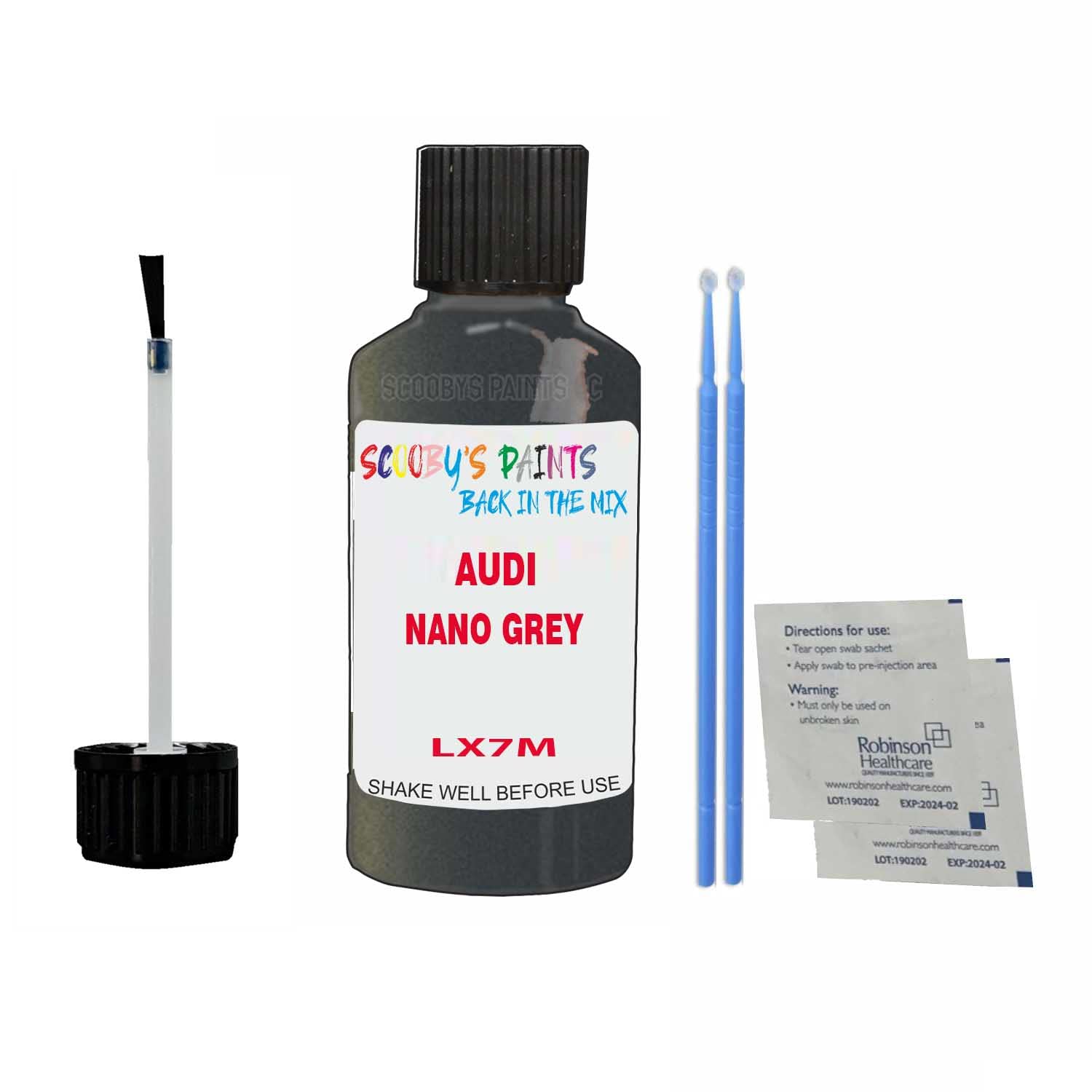 Scoobys Paints Back In The Mix Nano Grey Touch Up Paint For Audi Q2 Lx7m 2015-2022 30Ml Bottle Brush Scratch Stone Chip Repair Pen