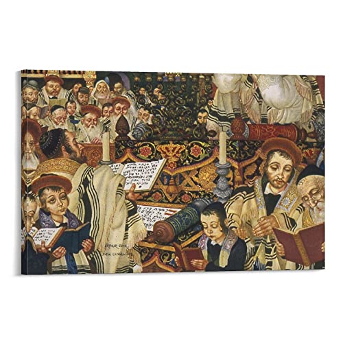 Retro Art Poster Jewish Retro Poster Historical Culture Religious Holiday Jewish Culture Wall Art De Canvas Painting Wall Art Poster For Bedroom Living Room Decor 16X24Inch(40X60Cm) Frame-Style-1 #TOP17