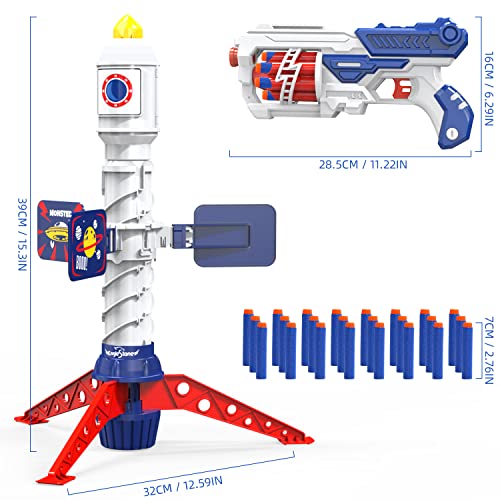 Eaglestone Rocket Shooting Game Toys For 6,7,8,9,10+ Year Old Boys, Kids Toy Gun With 24 Soft Bullets Darts, Shooting Target W/Sound, Light, Wrist Band, Christmas,Birthday Gifts For Kids #TOP7