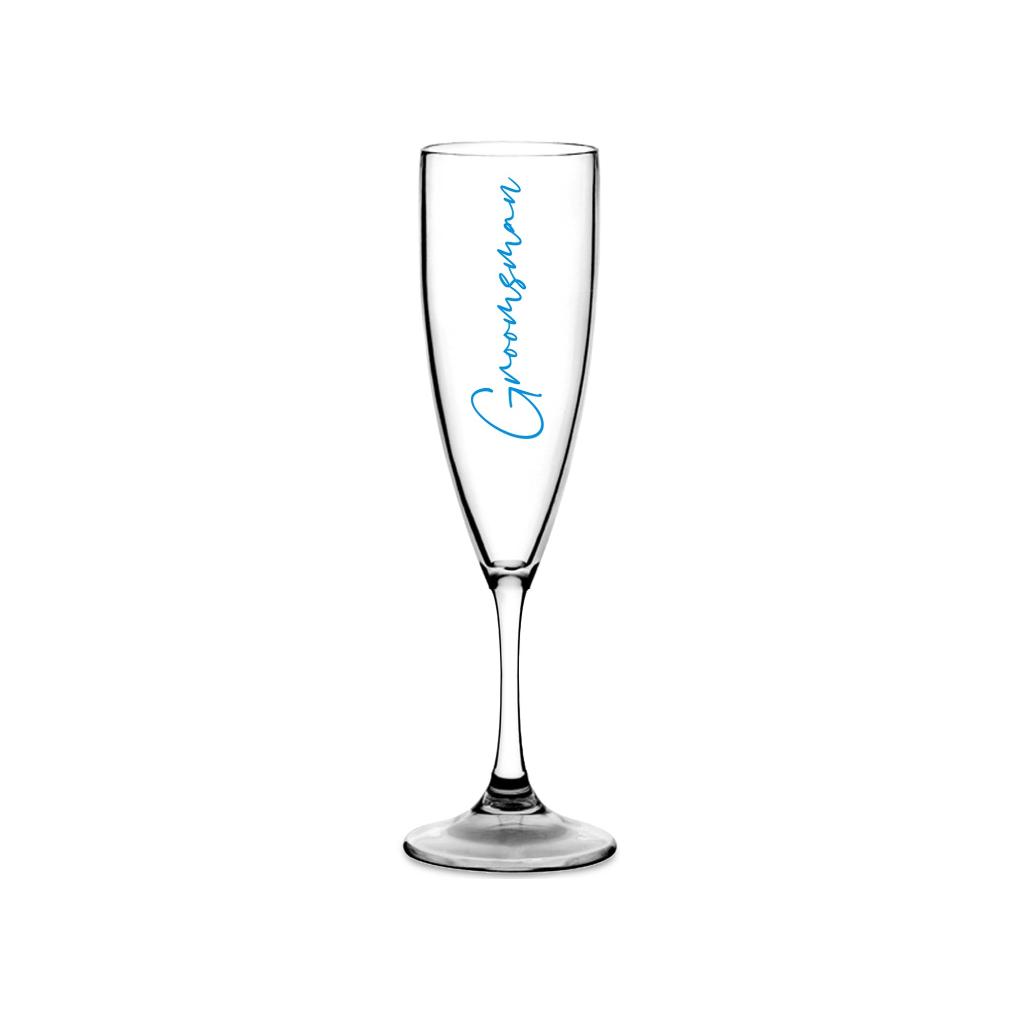 Print Maniacs Champagne Premium Clear Flute Glass Bride Groom Mr Mrs Wedding Maid Honour Wine Cocktail Prosecco Celebrations Gift (Blue, Groomsmen)