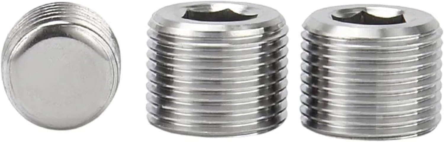 Hexagonal Plug NPT1/8 1/4" 3/8" 1/2" 304 Stainless Steel Hexagonal Pneumatic Fitting Plug End Cap(10PCS NPT 1l8)