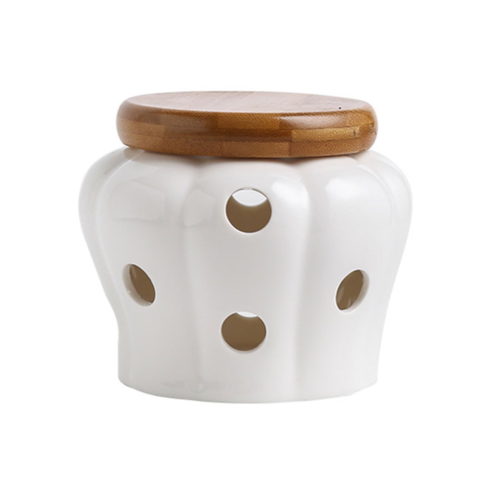 HZBB Beautifully Carved Storage Jar Ceramic Jar Hollow Garlic Container Candy Box Versatile Organizer for Jewelry Lid Storage