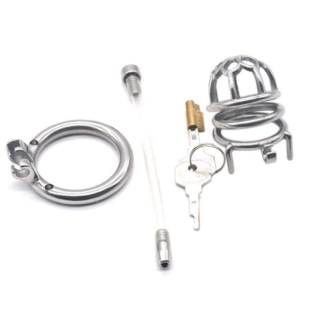 Cage de chasteté urètre pour hommes, de verrouillage de chasteté avec cage à pénis urétral en silicone(3 Größenringe)