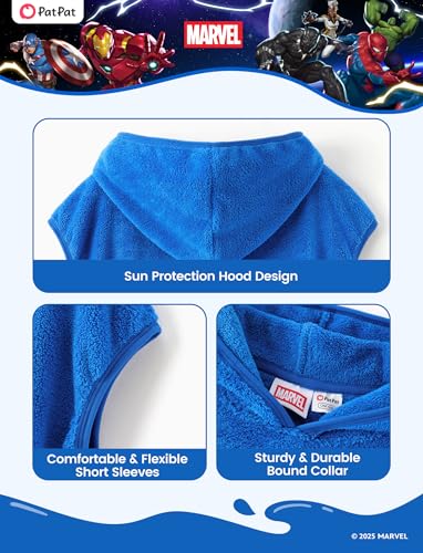 Image of Disney Marvel Princess Frozen Stitch Elsa Girls Hooded Swim Cover Up for Swimsuit Bathing Suit Swimwear Pocket 4-7 Years