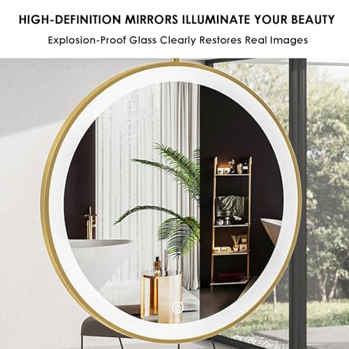 Miroir suspendu rond LED 70cm blanc double face avec éclairage pour vanité - 8