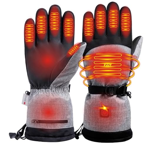 Heated Gloves for Men Women, 5000mAh Rechargeable Winter Heated Motorcycle Gloves Waterproof & Windproof Touchscreen Electric Heating Glove for Hunting Riding Skiing Skating Hiking, Black
