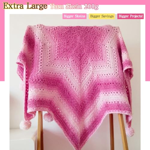 Image of Katech Ombre Yarn for Crocheting-Large Skein of Gradient Yarn Cake-2 Pack of 200g /7.05 oz-80% Acrylic,20% Nylon- #4 Medium-Perfect for Star Blankets, Scarves, Shawls and Garments (L)