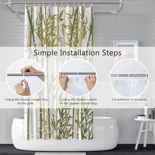 Rideaux de baignoire lavables en tissu avec 12 crochets pour salle de bain