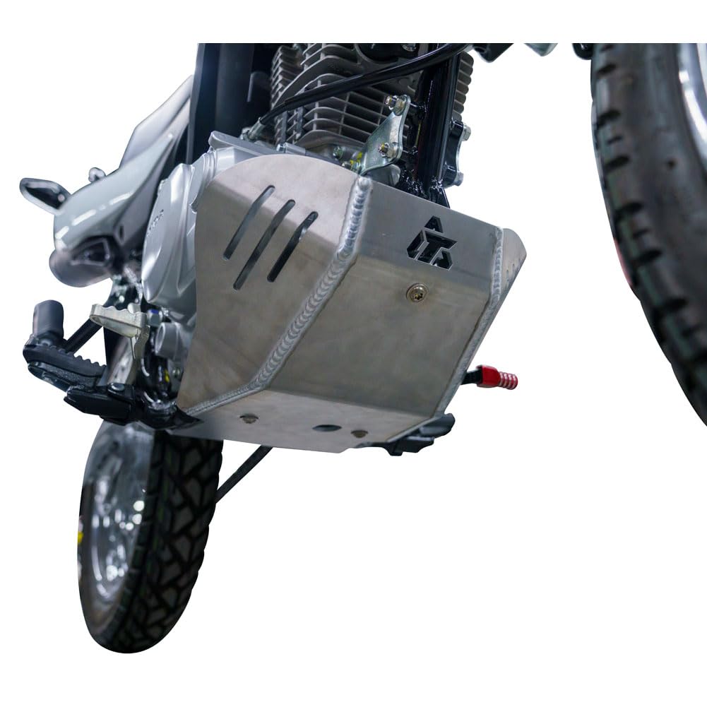 Tusk Aluminum Heavy-Duty Skid Plate for Engine Protection Bash Plate Glide Plate Silver Compatible with Honda XR150L 2023-2025