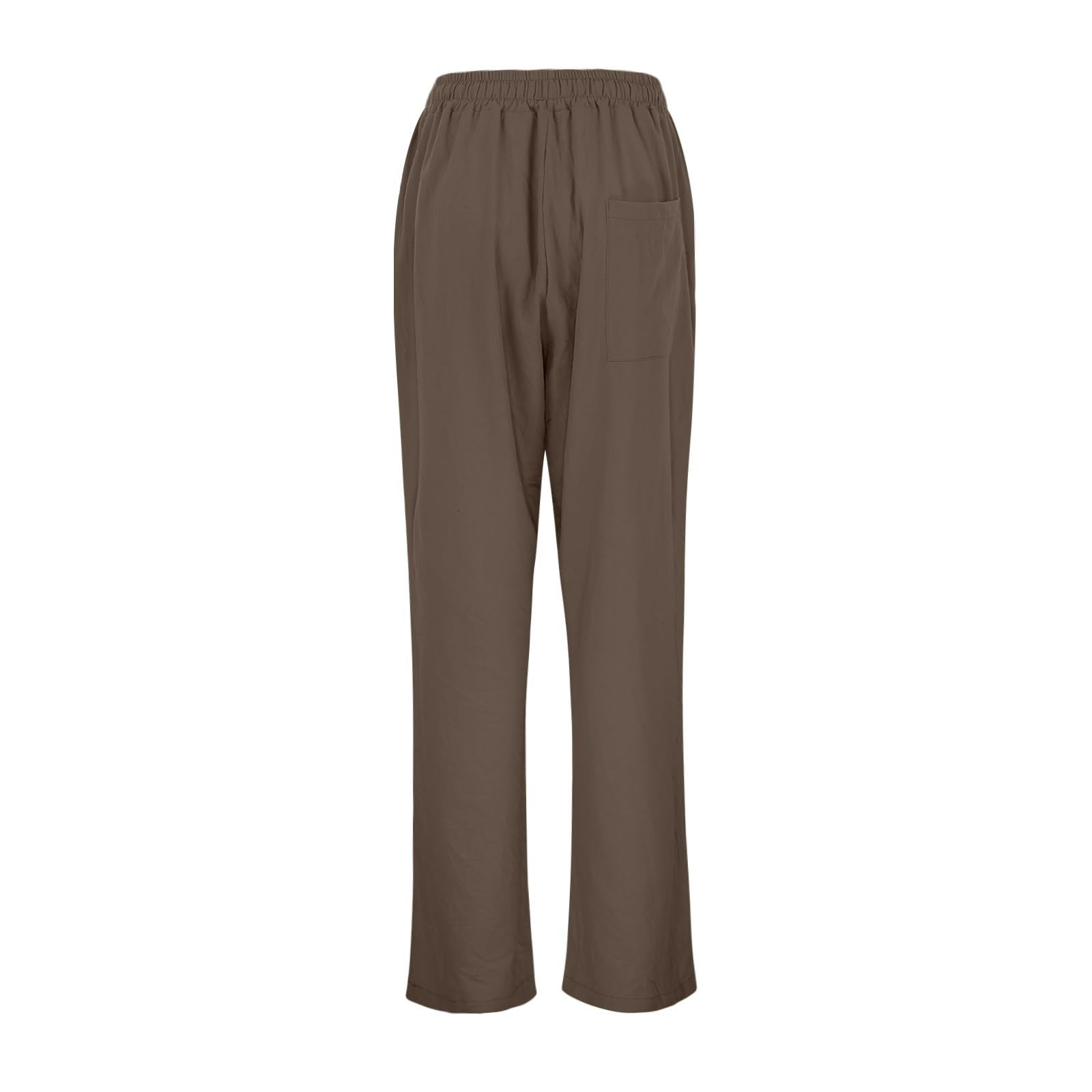Pantaloni Gamba Larga per Ragazze in Cotone e Lino Wide Leg Cargo Sweatpants for Girls Pantaloni Larghi Estivi a Palazzo Casual con Tasca Coulisse a Vita Alta Pantaloni Larghi Tinta Unita Spiaggia