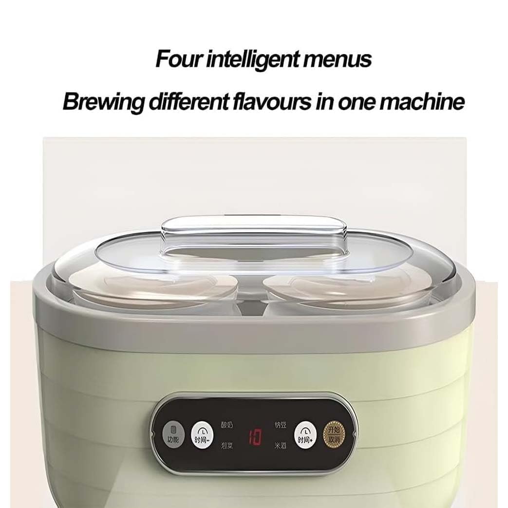 Machine de fermentation pour yaourtière 2 L avec 4 menus intelligents pour yaourt, natto, vin de riz et cornichons, comprend des tasses en céramique, fermenteur multifonction pour une cuisine saine