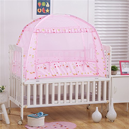 Uozzi Bedding Baby Mini Crib Tent PopUp Mosquito Net 31"x41"(Pink) for Mini Crib Baby