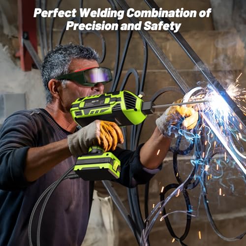 Seesii Portable Welding Machine 220V with Auto Darkening Goggles: Hand held IGBT Inverter ARC Welder Gun Stick Welder - 5 Variable Adjustment for 3/32"-1/8" Rods and DIY,Professional Use(Green)