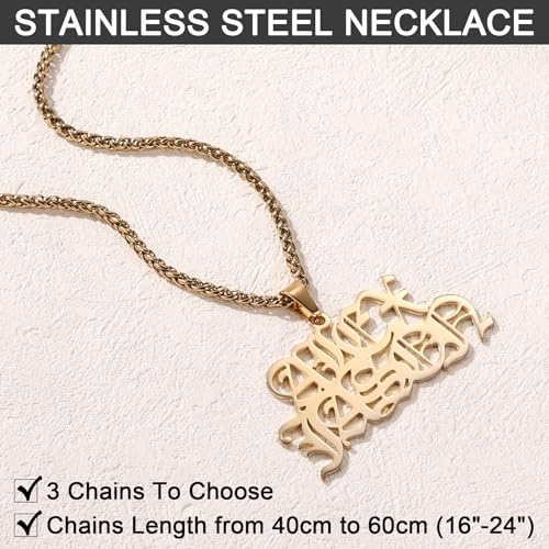 MeMeDIY Personalized Name Necklace for Men Women Custom Letter Number Single Row/Double Row Name Plate Pendant Necklace with Rope/Spiga/Cuban Link Chain, 16 to 24 Inches Hip Hop Jewelry Gift3