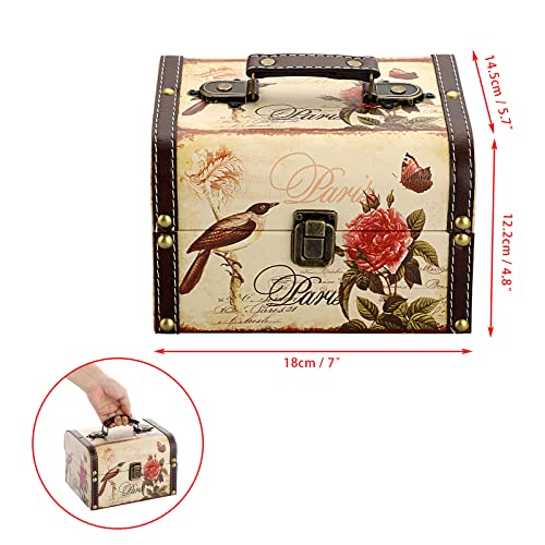 Elldoo PYVLUX-US459 Decorative Treasure Chest Box, Wooden + Pu Leather Storage Box thumb #1