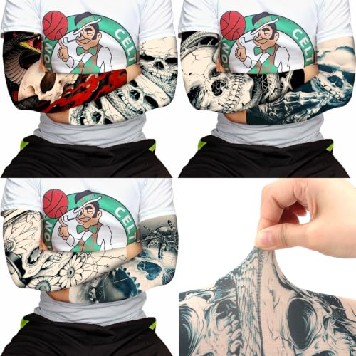 Image of YARIEW Temporary Tattoo Sleeves for Men Arm Sleeves for Men | Tattoo Sleeve Women Arts Fake Sleeve Tattoos Sun Protection Cooling Covers for Arms Women Halloween Pattern 13
