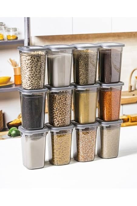 Image of Airtight Kitchen Storage and containers Set | 1200 ML Transparent Food Storage Box for Pulses, Grains, Cereals, Snacks & Dry Fruits | Kitchen Accessories Items for Home(3 Pcs)