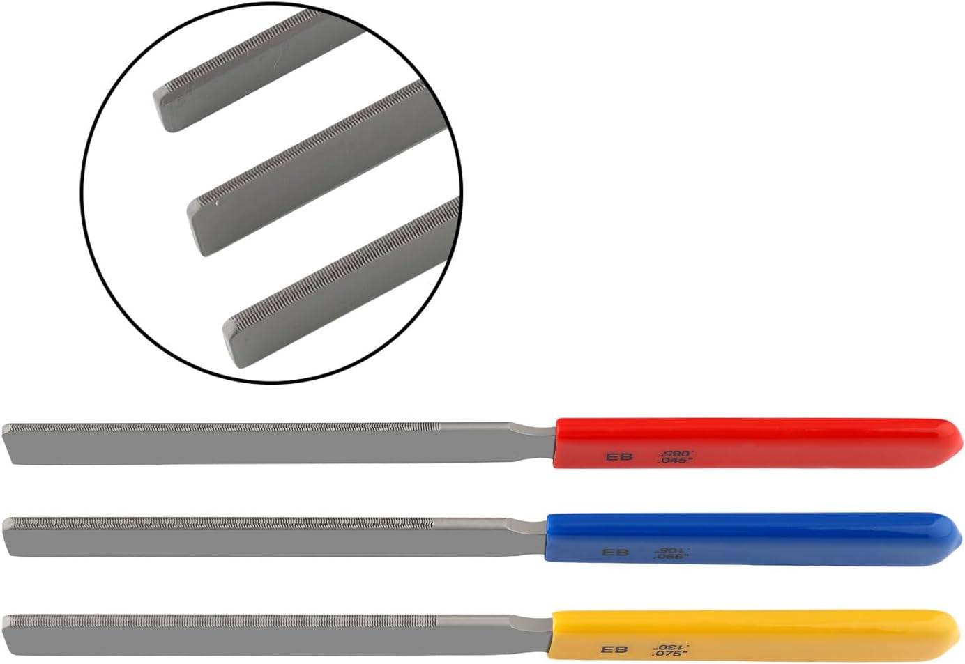 Metallor Bass Guitar Nut File Set Double Edge Nut Slotting File Fret Crowning Files Guitar Tools Luthier Tools Set of 3Pcs.