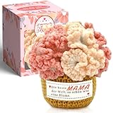 Geschenke Geschenk Geburtstagsgeschenk für Beste Mama Geburtstag von Tochter Sohn Positive Potato Kartoffel Farbverlauf Rosa Nelken Gehäkelte Blumen für Deko Muttertag