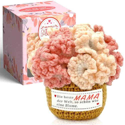 Geschenke für Mama Mutter Mama Geschenk zum Geburtstag Geburtstagsgeschenk Muttertagsgeschenk Handgemachte Gehäkelte Blume mit Karte