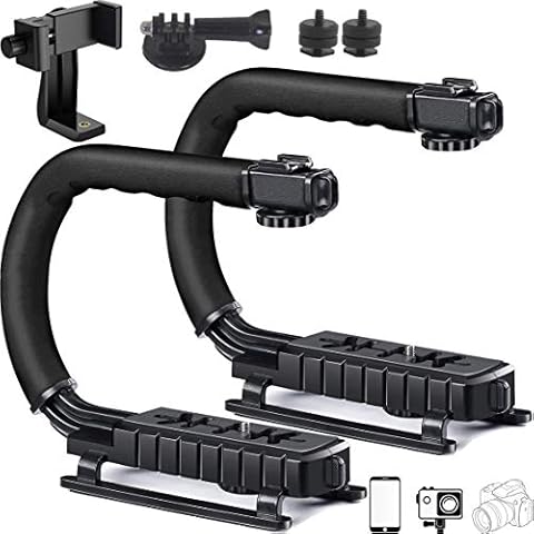 DSLR Stabilizer Handheld Video Action Stabilizing Handle Grip C Shape Professional Vlogging for Smart Phones Canon Nikon Sony Panasonic Pentax Olympus Camera Camcorder (Pack of 2) Cover