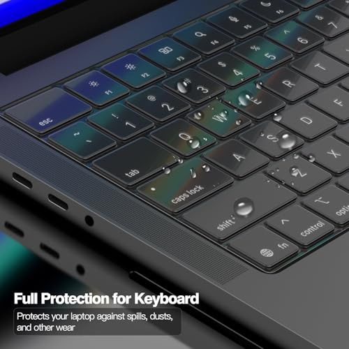 Image of Premium Keyboard Cover Protector for 2026 2025-2021 MacBook Pro 14 inch /16 inch M5 /M4 /M3 /M2 /M1 Pro /Max, MacBook Air 13 inch /15 inch M5-M2 Keyboard Skin Accessories, Translucent Black (US Layout)