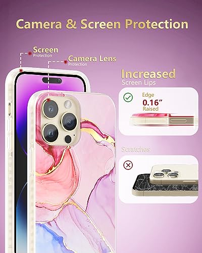 Coque iPhone 15 Pro MagSafe Scorpify marbre cristal chic avec bride rose - 6