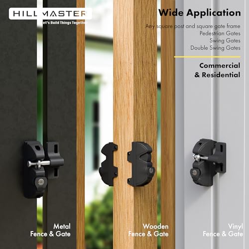 Key Lockable 2 Way Gate Latch,Key Operates on Both Sides of Gate,2 Sided Gate Fence Lock for Outdoor Gates,Locking Gate Door Lock Fence Latch Gate Hardware for Metal,Wood,Vinyl Fence,Black Finish by HILLMASTER - Image 4