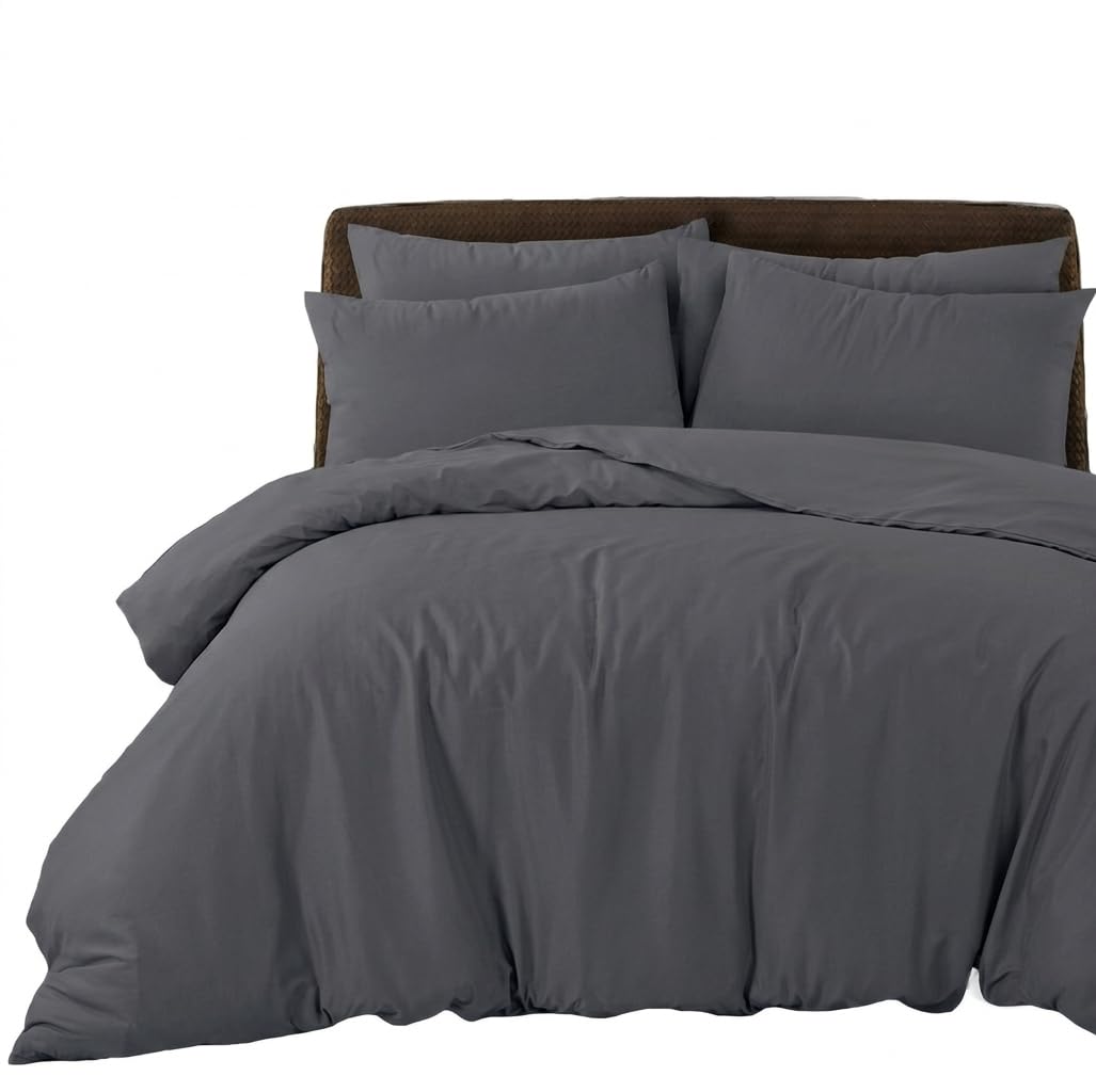 Bronwen Mathews Super King Duvet Cover Set Charcoal - Soft Microfibre Duvet Cover with 2 Pillowcases, Easy Care Wrinkle Free SuperKing Bedding Set of 3 Pcs (Super King) — image 1
