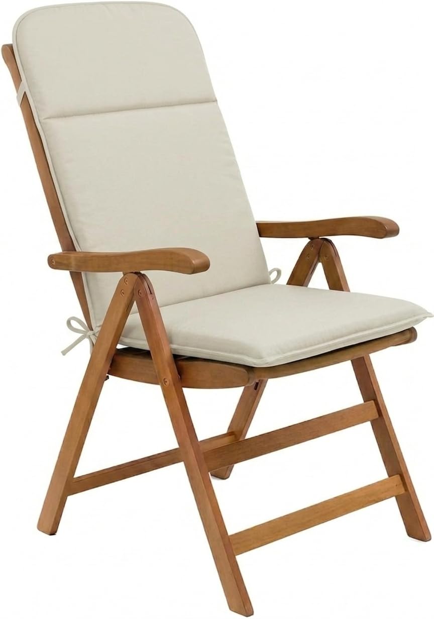 Cuscino per Sdraio da Esterno Imbottito, Materassino Universale Sfoderabile con Laccetti, Copri Sedia Prendisole per Giardino, Piscina e Terrazzo Made in Italy Colore Avorio misure 45x125 cm