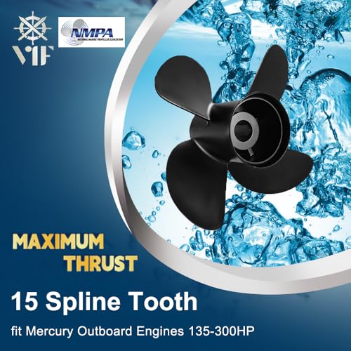 Image of VIF Boat Propeller Compatible with Mercury Mercruiser Alpha One /Bravo One Outboard Motors 135HP 150HP 175HP 200HP 225HP 250HP 300HP, 2&4-Stroke, Aluminum Propellers,15 Spline Tooth, Rh
