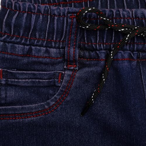 Image of Boys Regular fit,Light Blue,Drawstring Elastic Waistband,Stretchable Cotton Denim, Clean Look,Casual,Below Knee Length, 3 /4 Shorts